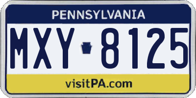 PA license plate MXY8125