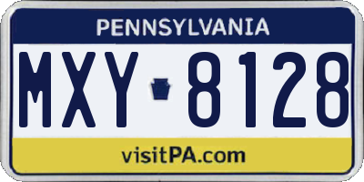 PA license plate MXY8128