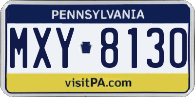 PA license plate MXY8130