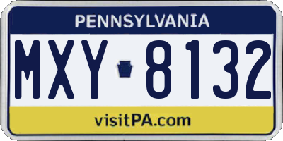 PA license plate MXY8132