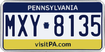 PA license plate MXY8135