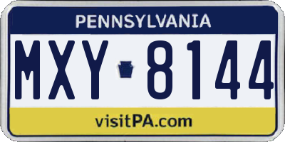 PA license plate MXY8144