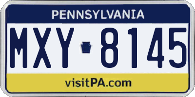 PA license plate MXY8145