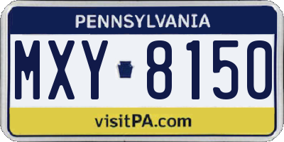 PA license plate MXY8150
