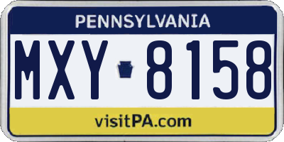 PA license plate MXY8158