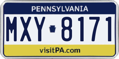 PA license plate MXY8171