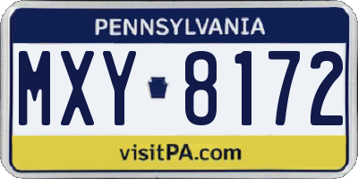 PA license plate MXY8172