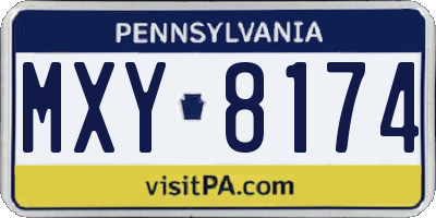 PA license plate MXY8174