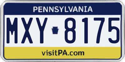 PA license plate MXY8175
