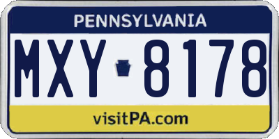 PA license plate MXY8178