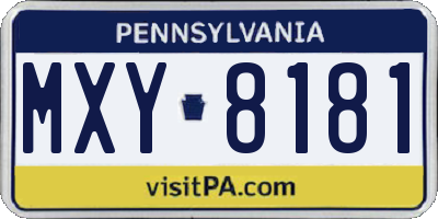 PA license plate MXY8181