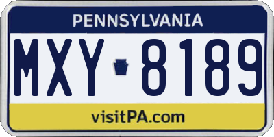 PA license plate MXY8189