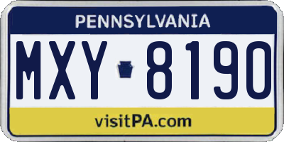 PA license plate MXY8190