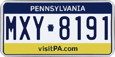 PA license plate MXY8191