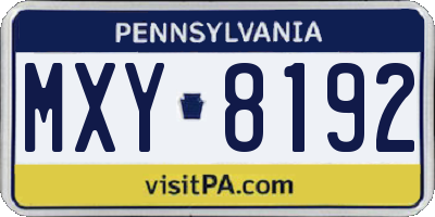 PA license plate MXY8192