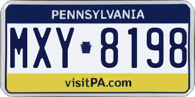 PA license plate MXY8198