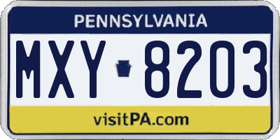 PA license plate MXY8203