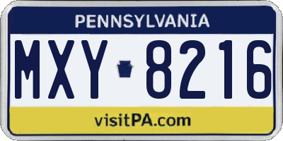 PA license plate MXY8216