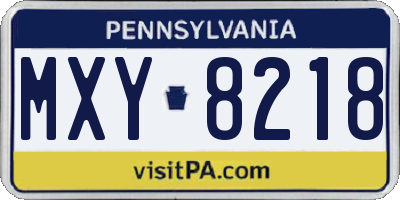 PA license plate MXY8218