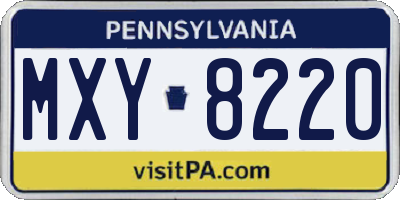 PA license plate MXY8220