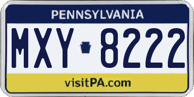 PA license plate MXY8222