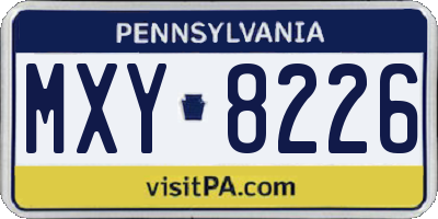 PA license plate MXY8226