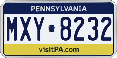 PA license plate MXY8232