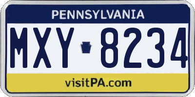 PA license plate MXY8234