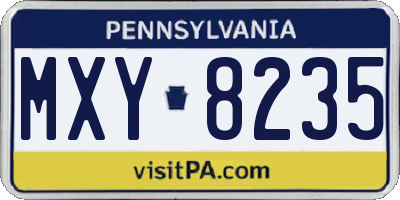 PA license plate MXY8235