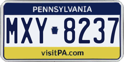PA license plate MXY8237