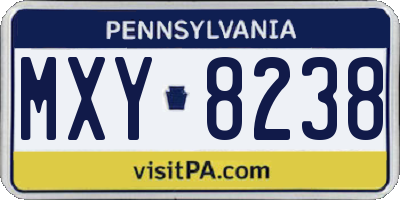 PA license plate MXY8238