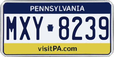 PA license plate MXY8239
