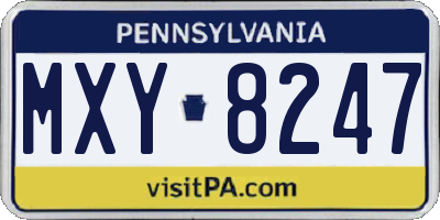 PA license plate MXY8247