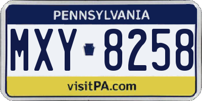 PA license plate MXY8258