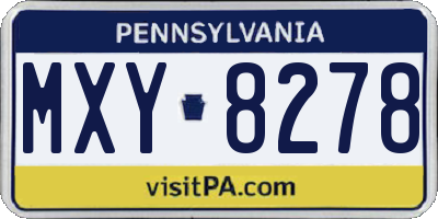 PA license plate MXY8278