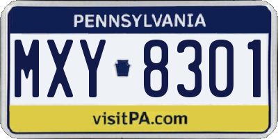 PA license plate MXY8301