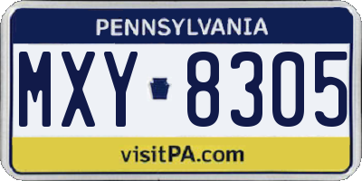 PA license plate MXY8305