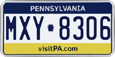 PA license plate MXY8306