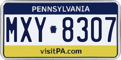 PA license plate MXY8307