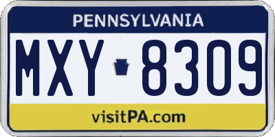 PA license plate MXY8309