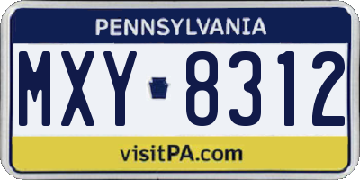 PA license plate MXY8312