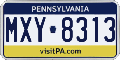 PA license plate MXY8313