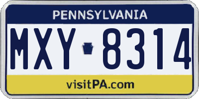PA license plate MXY8314