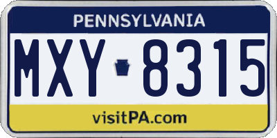 PA license plate MXY8315