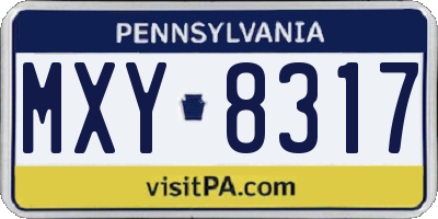 PA license plate MXY8317
