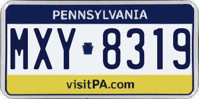 PA license plate MXY8319