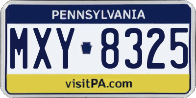 PA license plate MXY8325