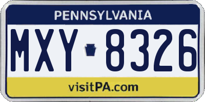 PA license plate MXY8326