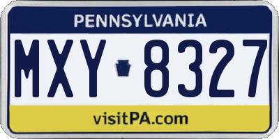 PA license plate MXY8327