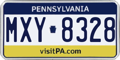 PA license plate MXY8328